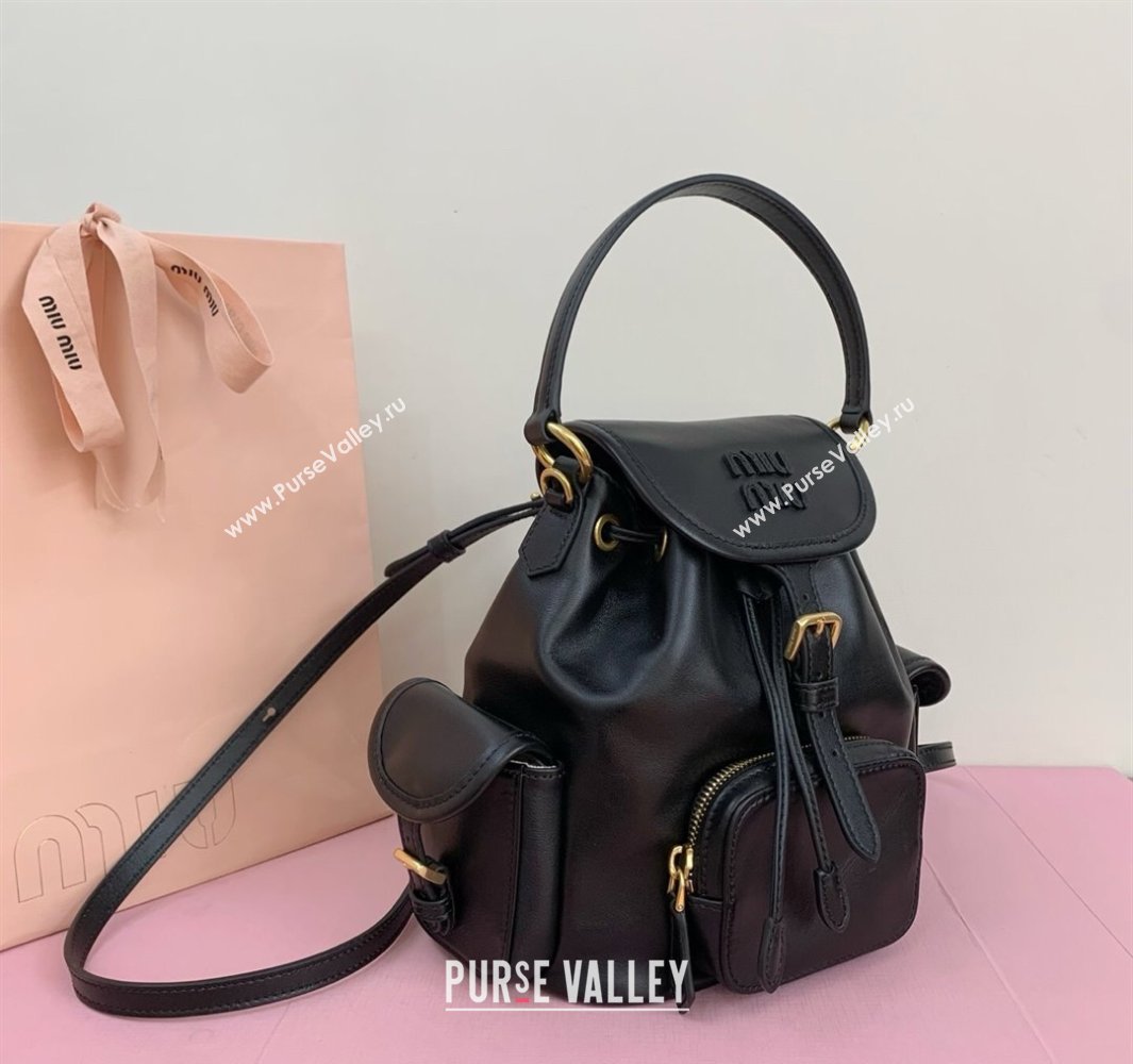 Miu Miu Calf Leather backpack bag Black 2025 5BZ043 (LKF-250520087)