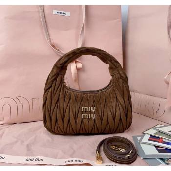 Miu Miu Wander Matelasse Suede Small Hobo bag 5BC125 Dark Brown 2025 (JD-250520090)