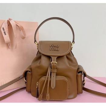 Miu Miu Calf Leather backpack bag Brown 2025 5BZ043 (LKF-250520088)