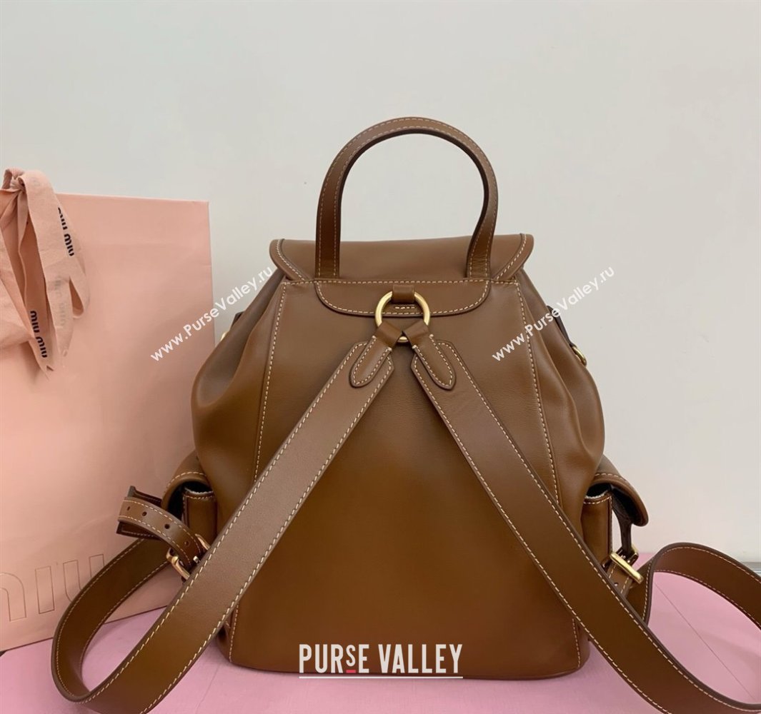 Miu Miu Calf leather backpack bag Brown 2025 5BZ042 (LKF-250520085)
