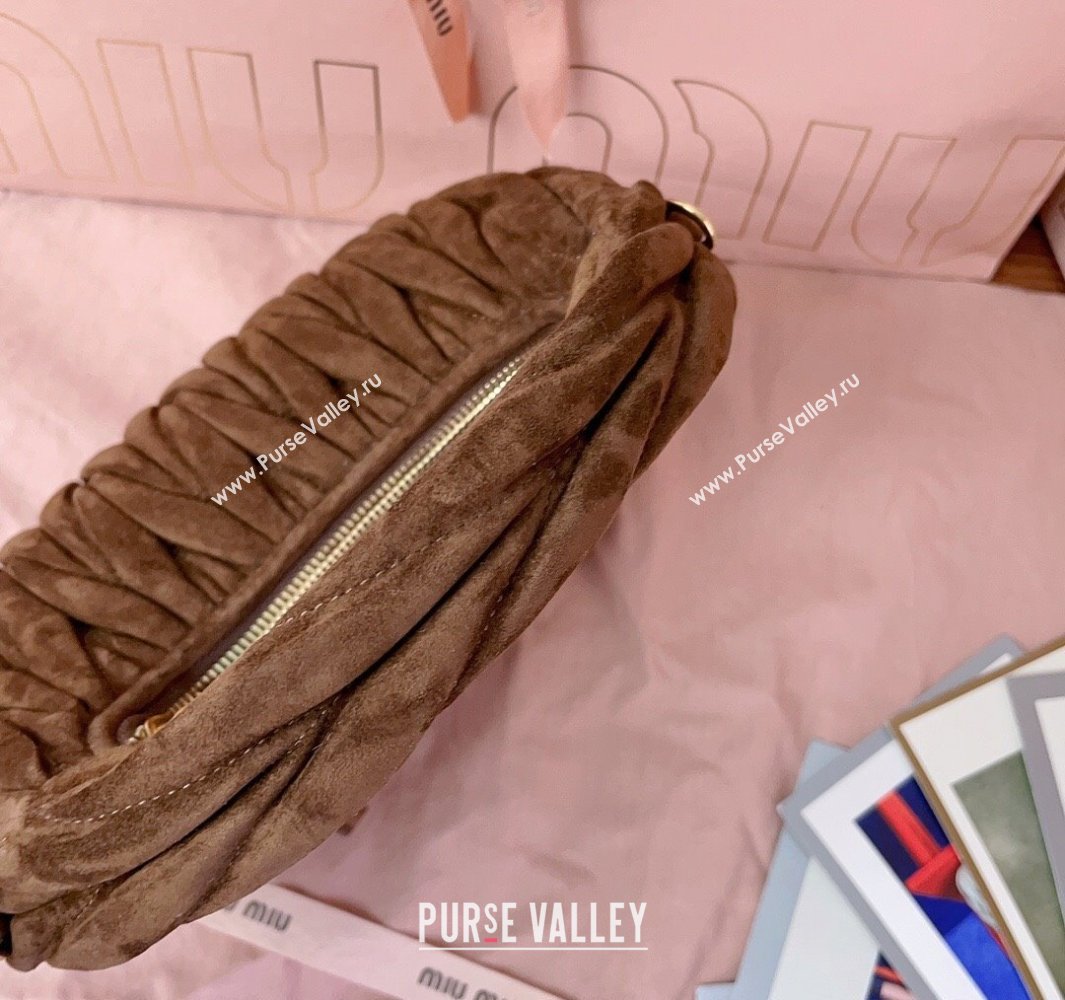 Miu Miu Wander Matelasse Suede Small Hobo bag 5BC125 Dark Brown 2025 (JD-250520090)