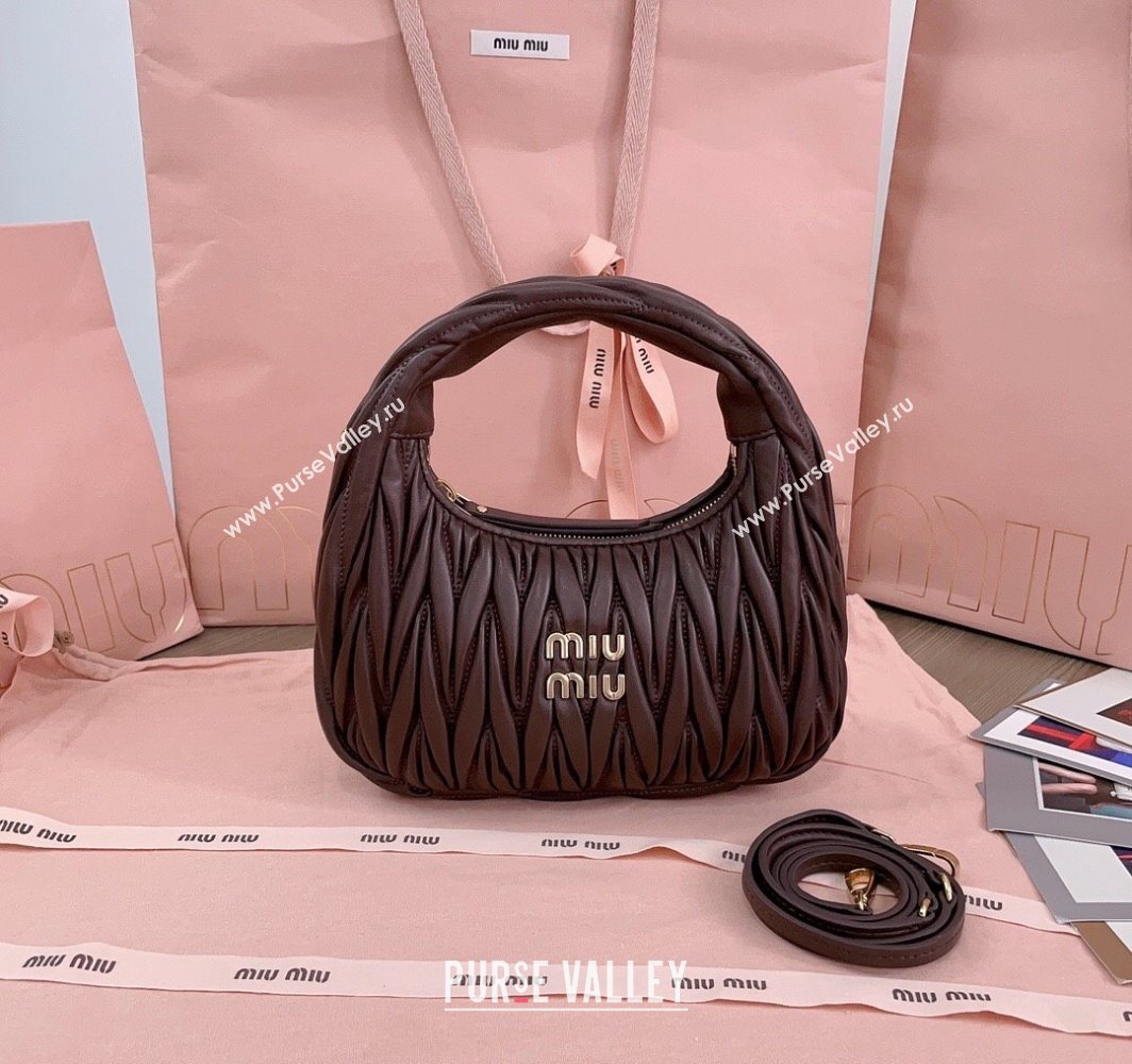 Miu Miu Wander Matelasse Nappa Leather Small Hobo bag 5BC125 Briarwood Brown 2025 (JD-250520091)