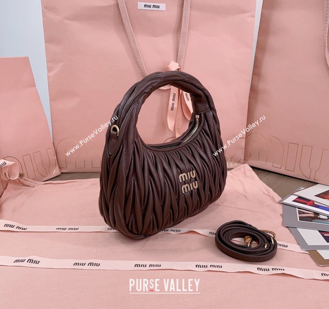 Miu Miu Wander Matelasse Nappa Leather Small Hobo bag 5BC125 Briarwood Brown 2025 (JD-250520091)