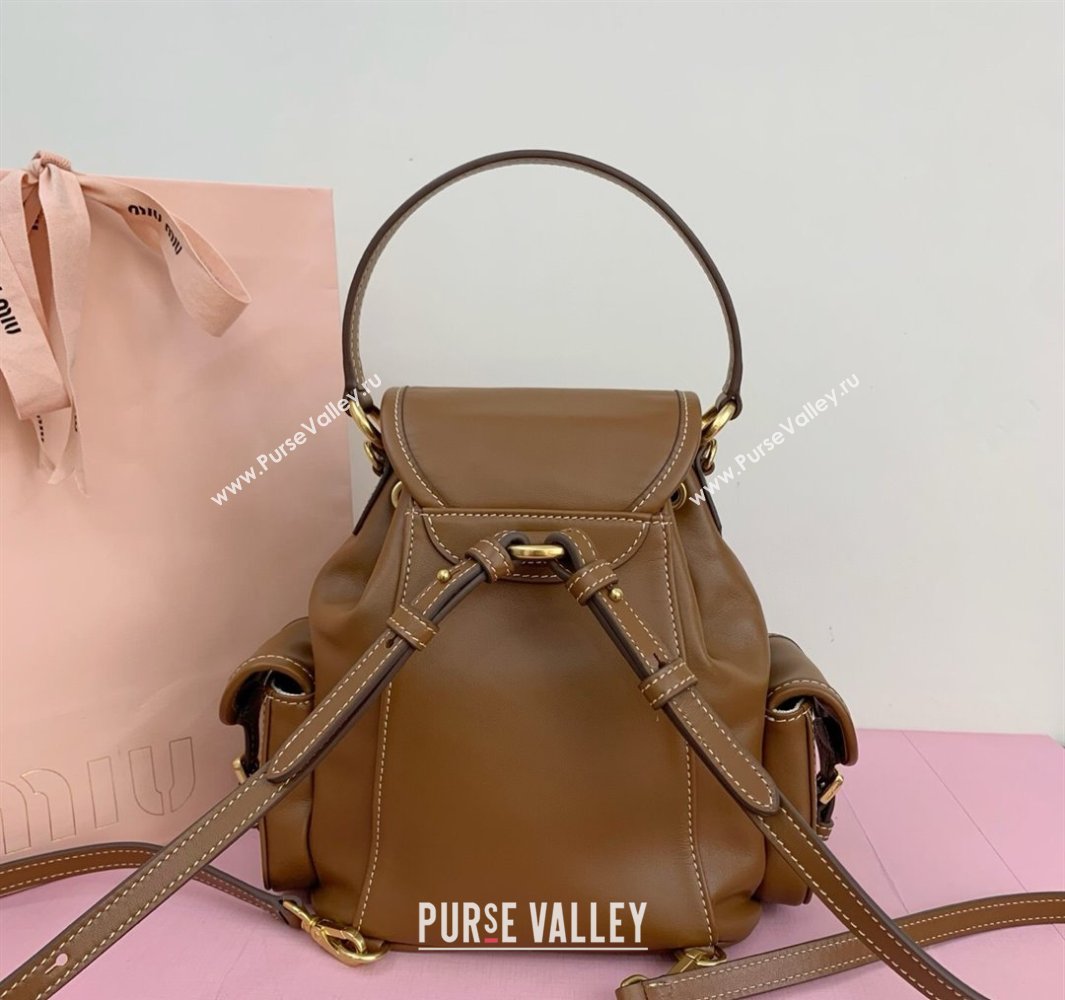 Miu Miu Calf Leather backpack bag Brown 2025 5BZ043 (LKF-250520088)