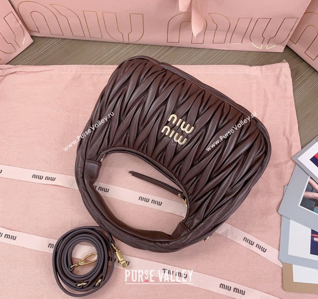 Miu Miu Wander Matelasse Nappa Leather Small Hobo bag 5BC125 Briarwood Brown 2025 (JD-250520091)