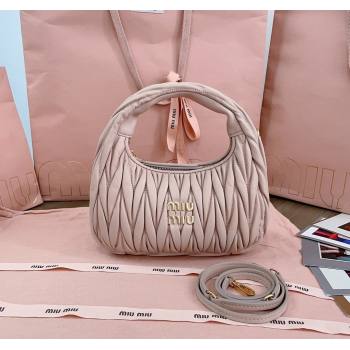 Miu Miu Wander Matelasse Nappa Leather Small Hobo bag 5BC125 Light Pink 2025 (JD-250520092)