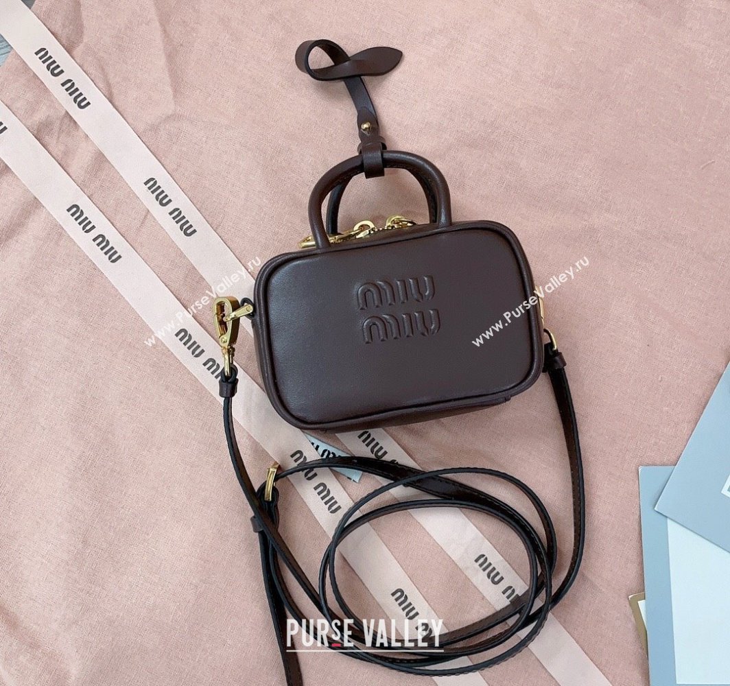 Miu Miu Beau Leather micro-bag Briarwood Brown 2025 5NR020 (JD-250520094)