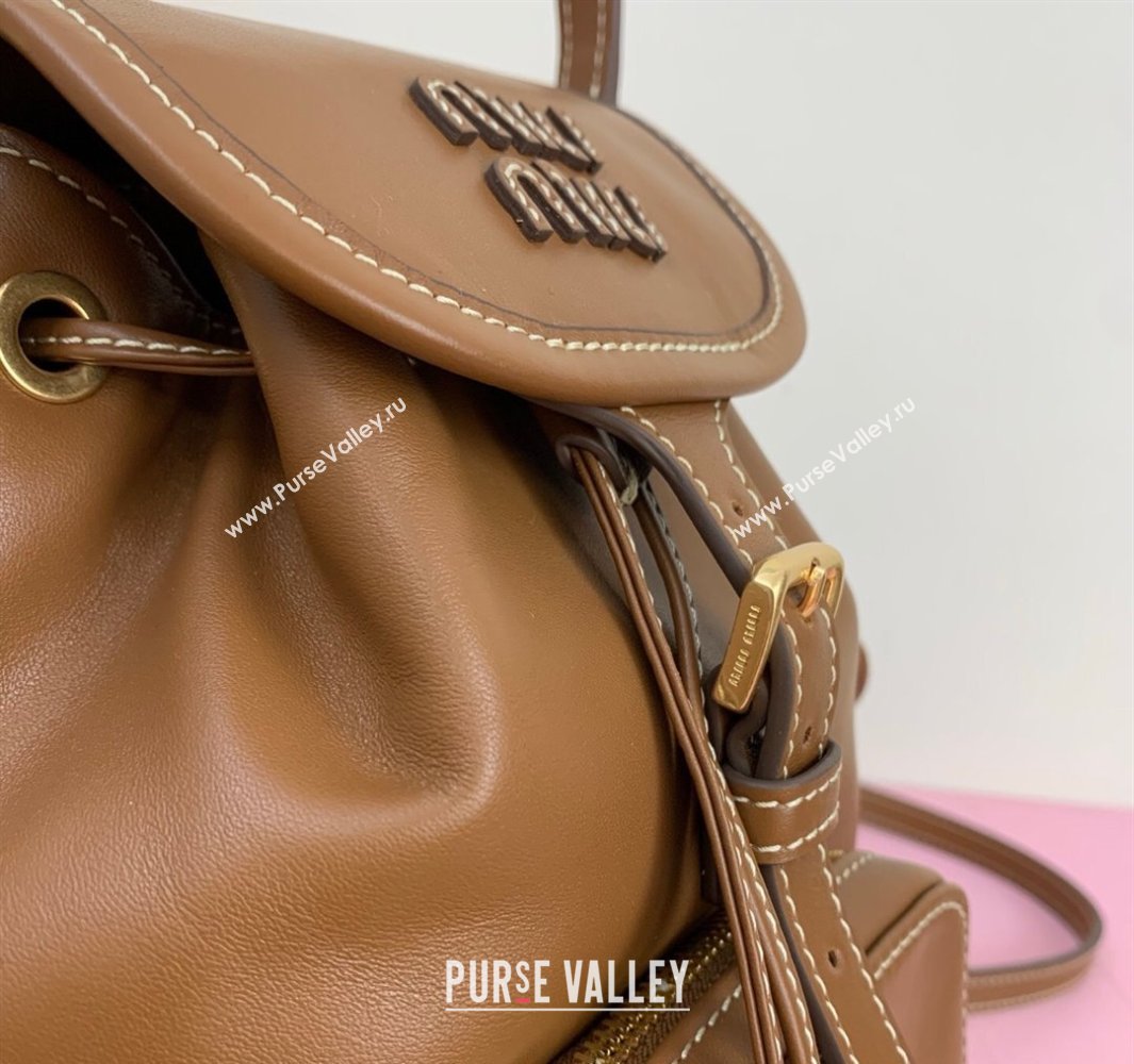 Miu Miu Calf Leather backpack bag Brown 2025 5BZ043 (LKF-250520088)