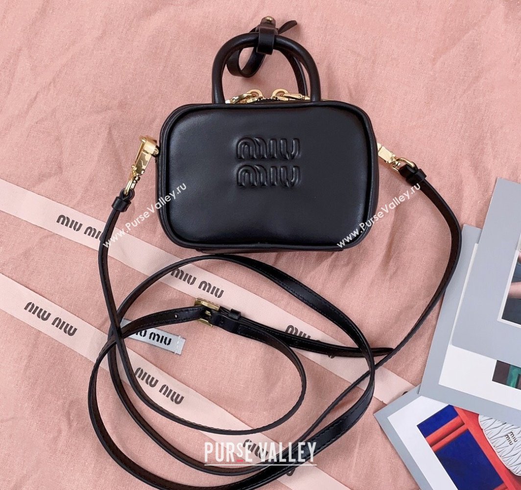 Miu Miu Beau Leather micro-bag Black 2025 5NR020 (JD-250520095)