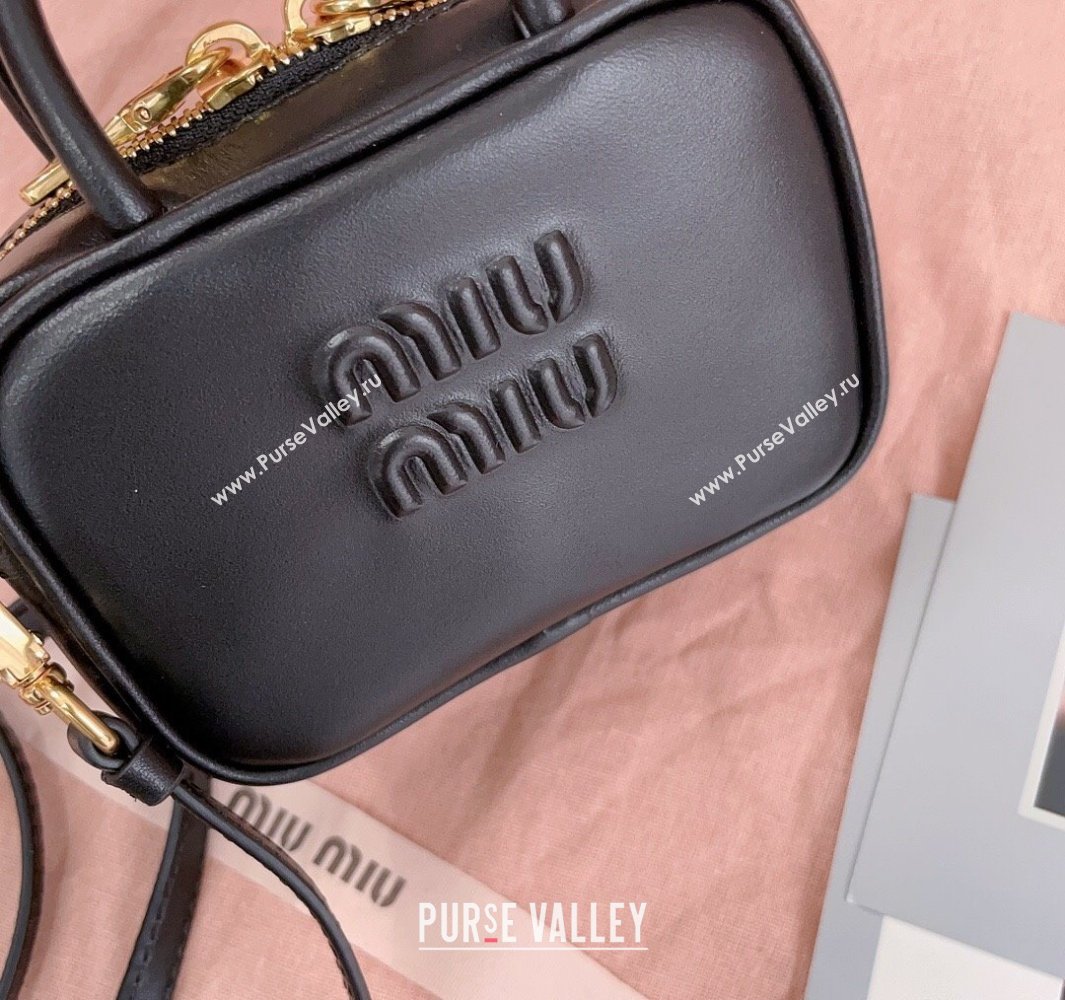 Miu Miu Beau Leather micro-bag Black 2025 5NR020 (JD-250520095)
