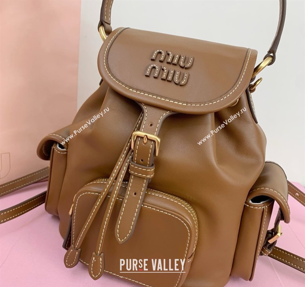 Miu Miu Calf Leather backpack bag Brown 2025 5BZ043 (LKF-250520088)