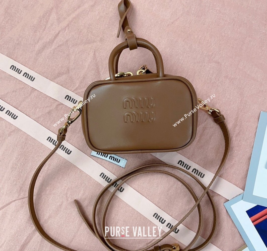 Miu Miu Beau Leather micro-bag Brown2 2025 5NR020 (JD-250520096)