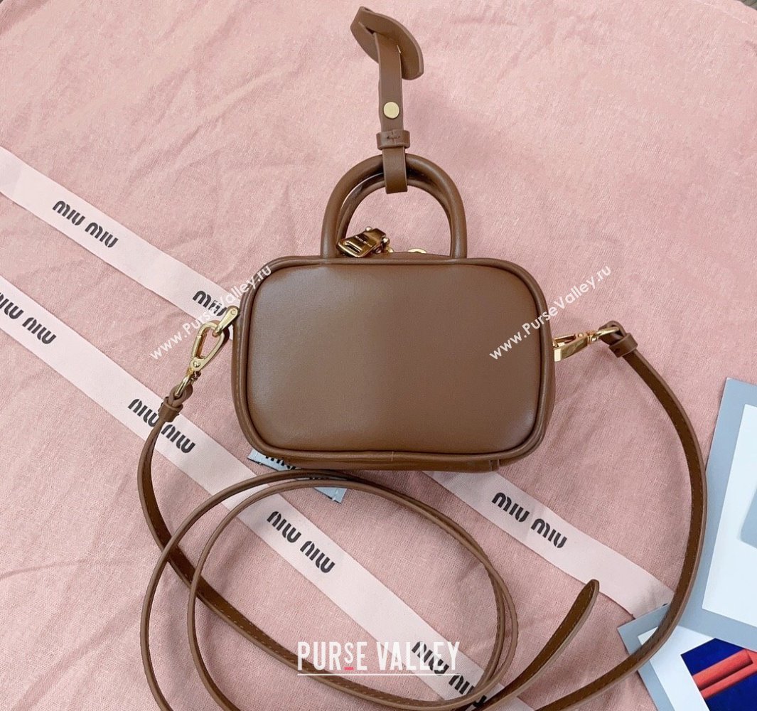 Miu Miu Beau Leather micro-bag Brown2 2025 5NR020 (JD-250520096)