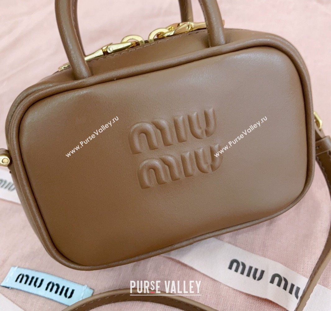 Miu Miu Beau Leather micro-bag Brown2 2025 5NR020 (JD-250520096)