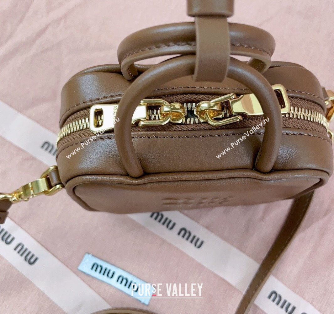 Miu Miu Beau Leather micro-bag Brown2 2025 5NR020 (JD-250520096)