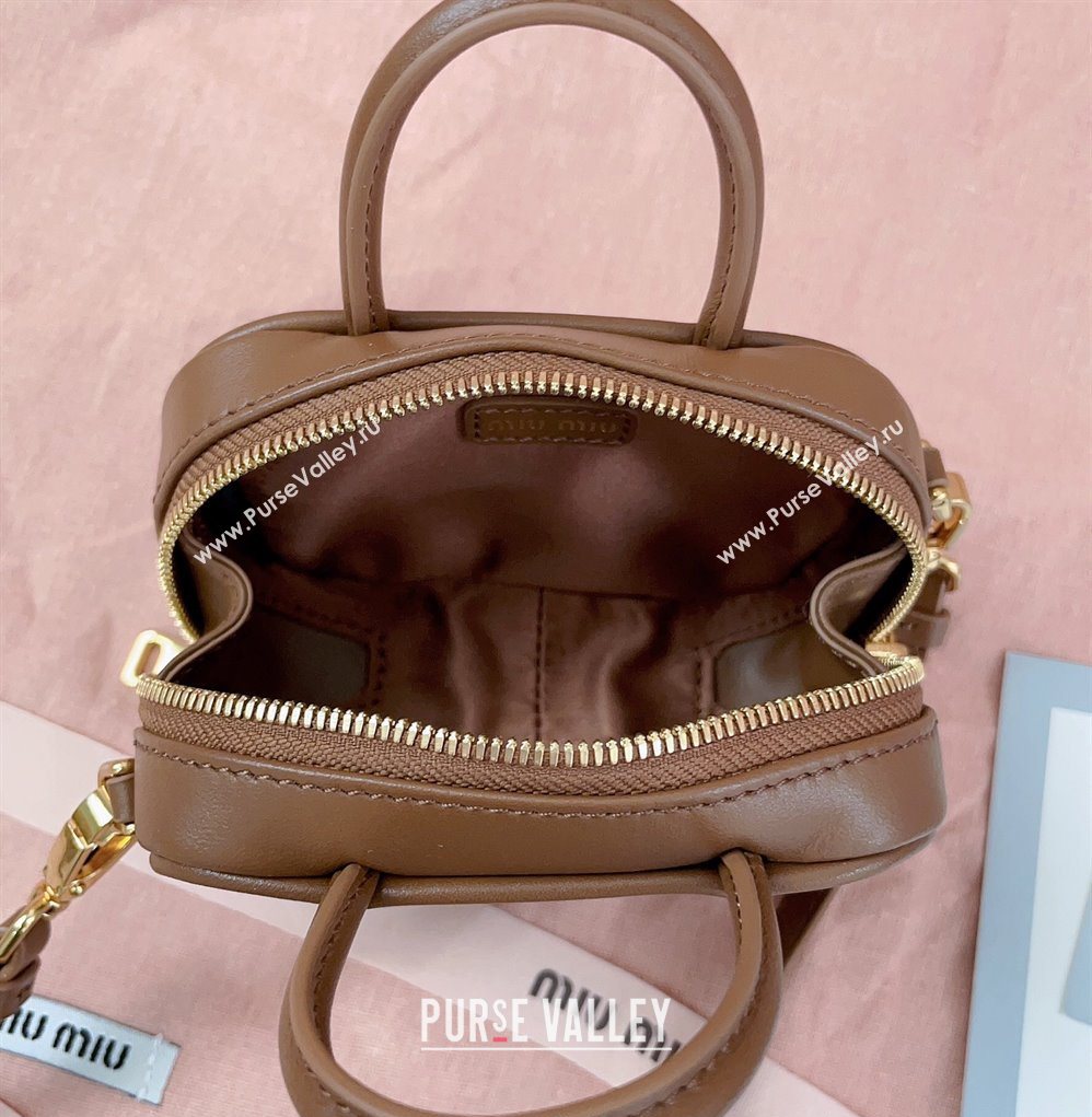 Miu Miu Beau Leather micro-bag Brown2 2025 5NR020 (JD-250520096)