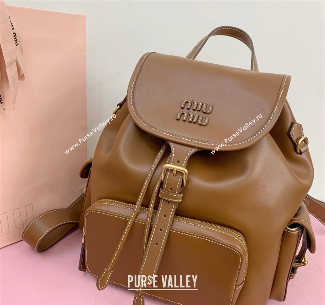 Miu Miu Calf leather backpack bag Brown 2025 5BZ042 (LKF-250520085)