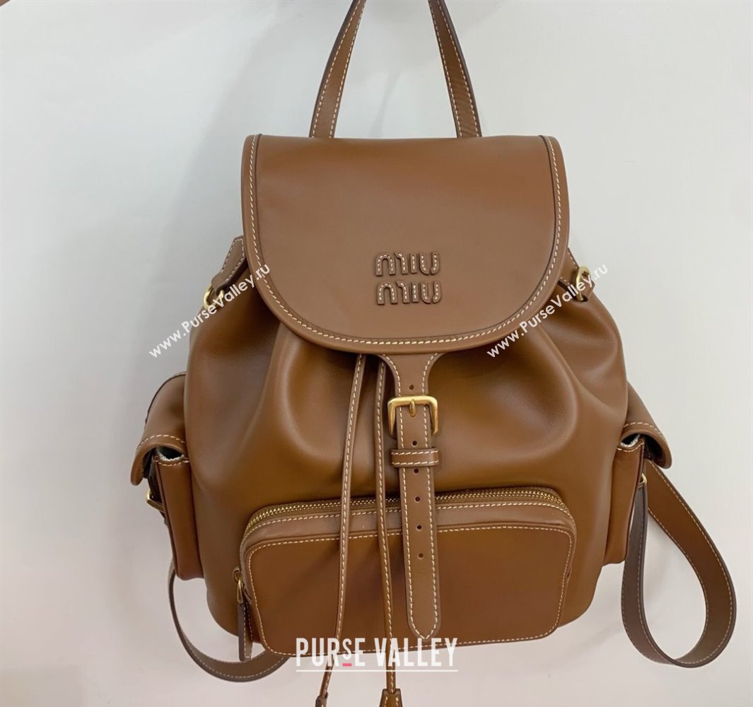 Miu Miu Calf leather backpack bag Brown 2025 5BZ042 (LKF-250520085)