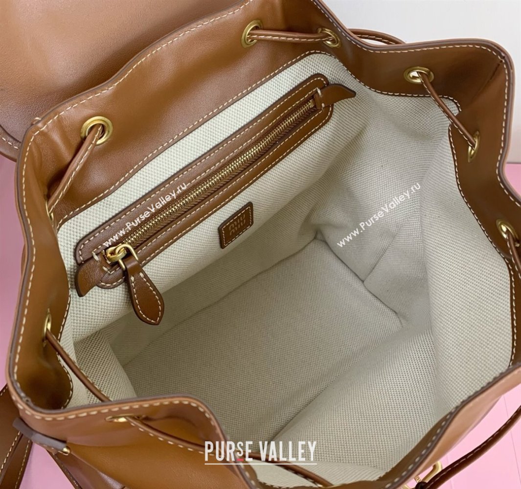 Miu Miu Calf leather backpack bag Brown 2025 5BZ042 (LKF-250520085)