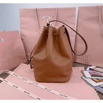 Miu Miu Leather bucket bag Brown 2024 5BE089 (JD-240525023)