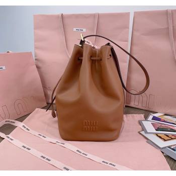 Miu Miu Leather bucket bag Brown 2024 5BE089 (JD-240525023)