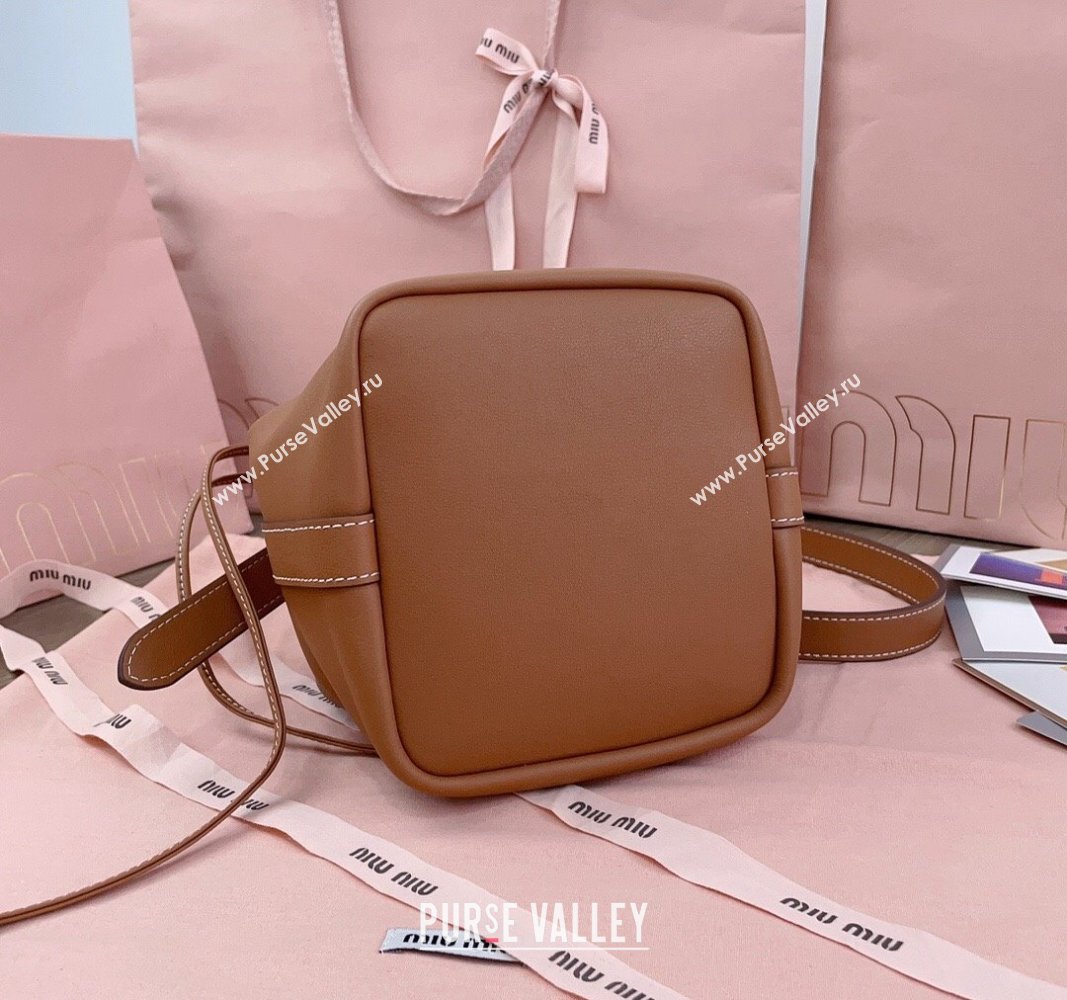 Miu Miu Leather bucket bag Brown 2024 5BE089 (JD-240525023)