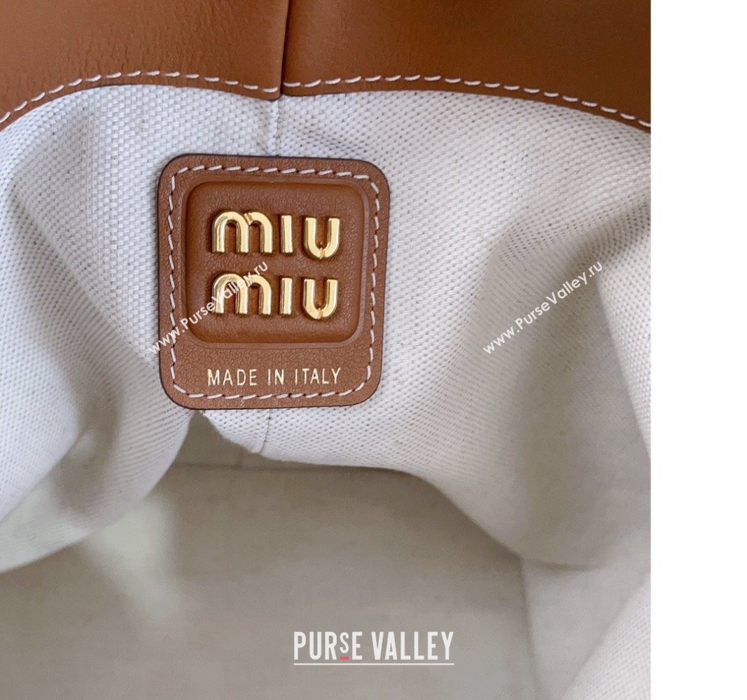 Miu Miu Leather bucket bag Brown 2024 5BE089 (JD-240525023)