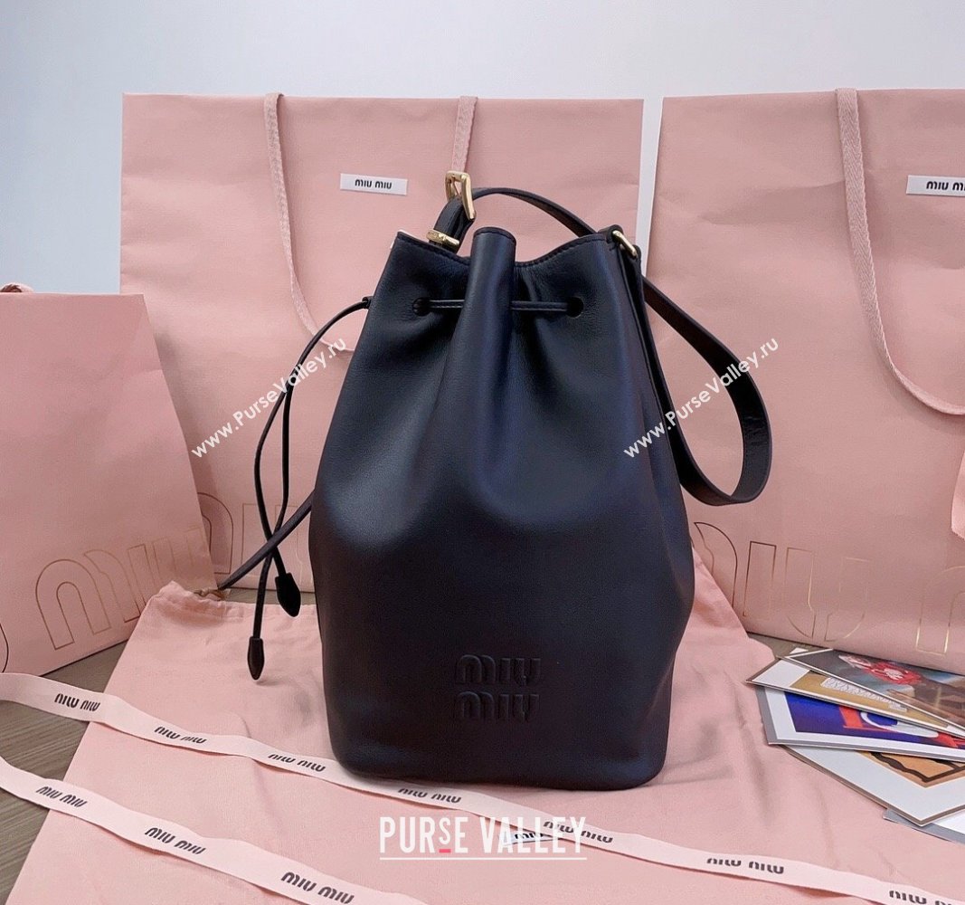 Miu Miu Leather bucket bag Black 2024 5BE089 (JD-240525024)