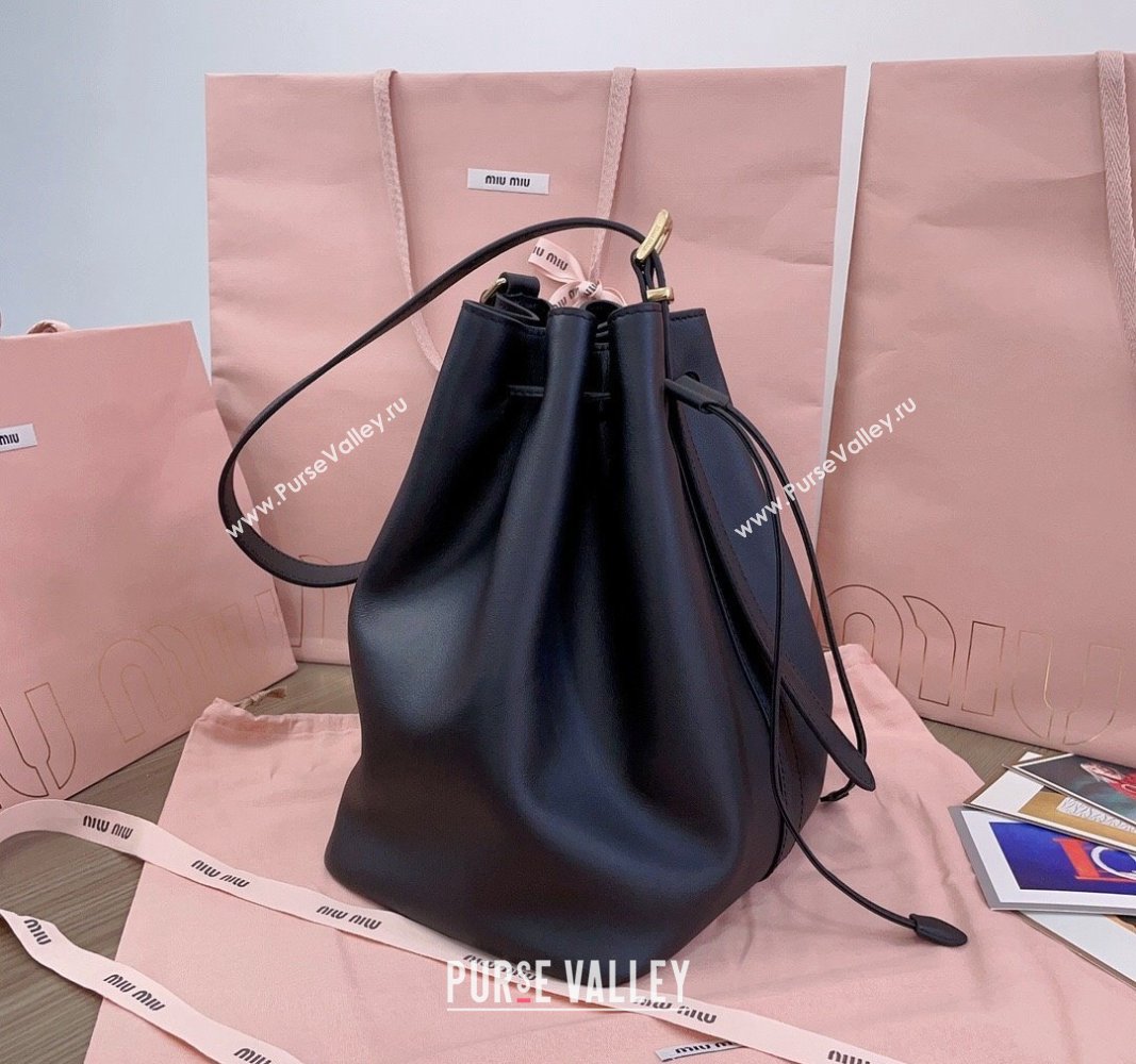 Miu Miu Leather bucket bag Black 2024 5BE089 (JD-240525024)