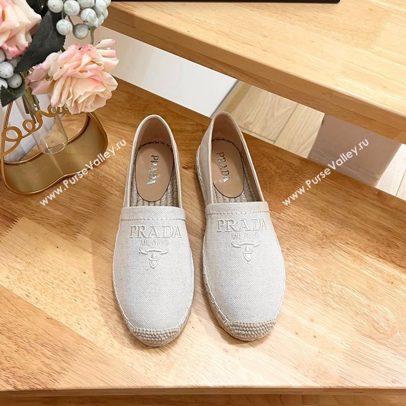 Prada Canvas Espadrilles Flat White 2024 0611 (HB-240611072)