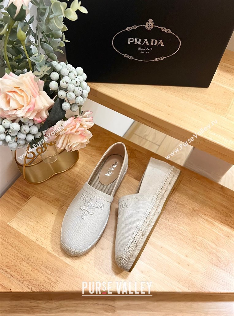 Prada Canvas Espadrilles Flat White 2024 0611 (HB-240611072)