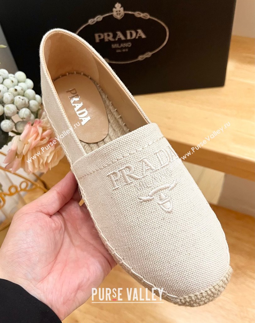 Prada Canvas Espadrilles Flat White 2024 0611 (HB-240611072)