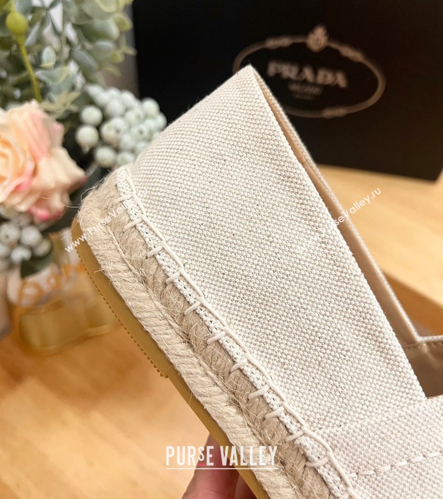 Prada Canvas Espadrilles Flat White 2024 0611 (HB-240611072)