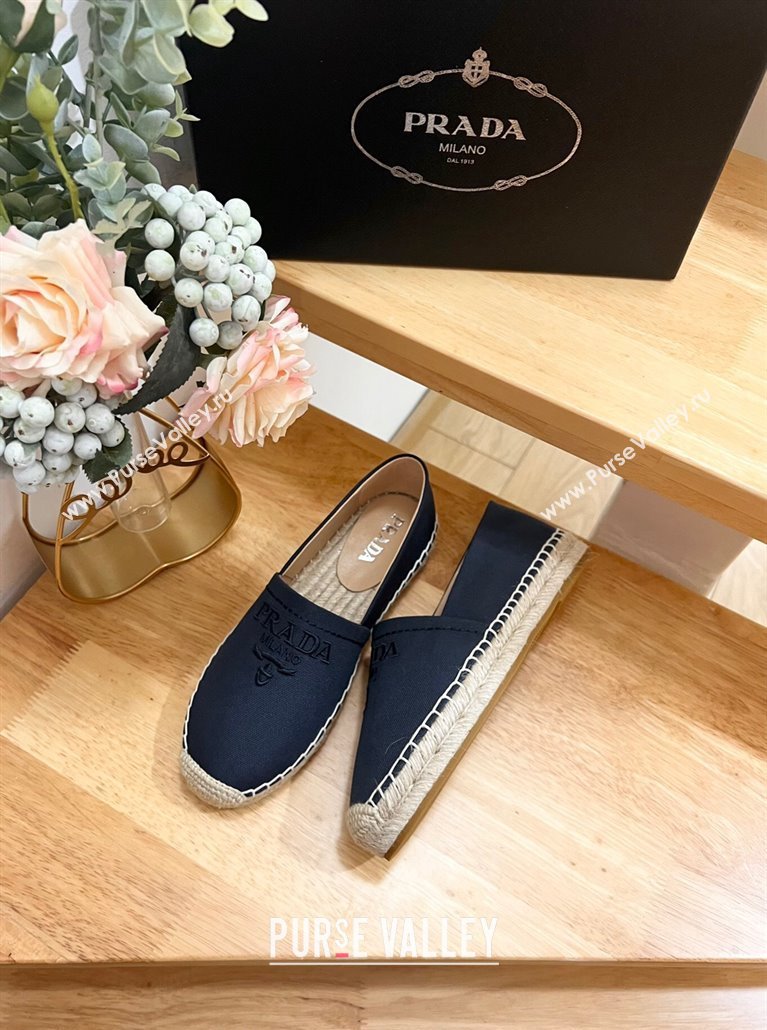 Prada Canvas Espadrilles Flat Dark Blue 2024 0611 (HB-240611073)