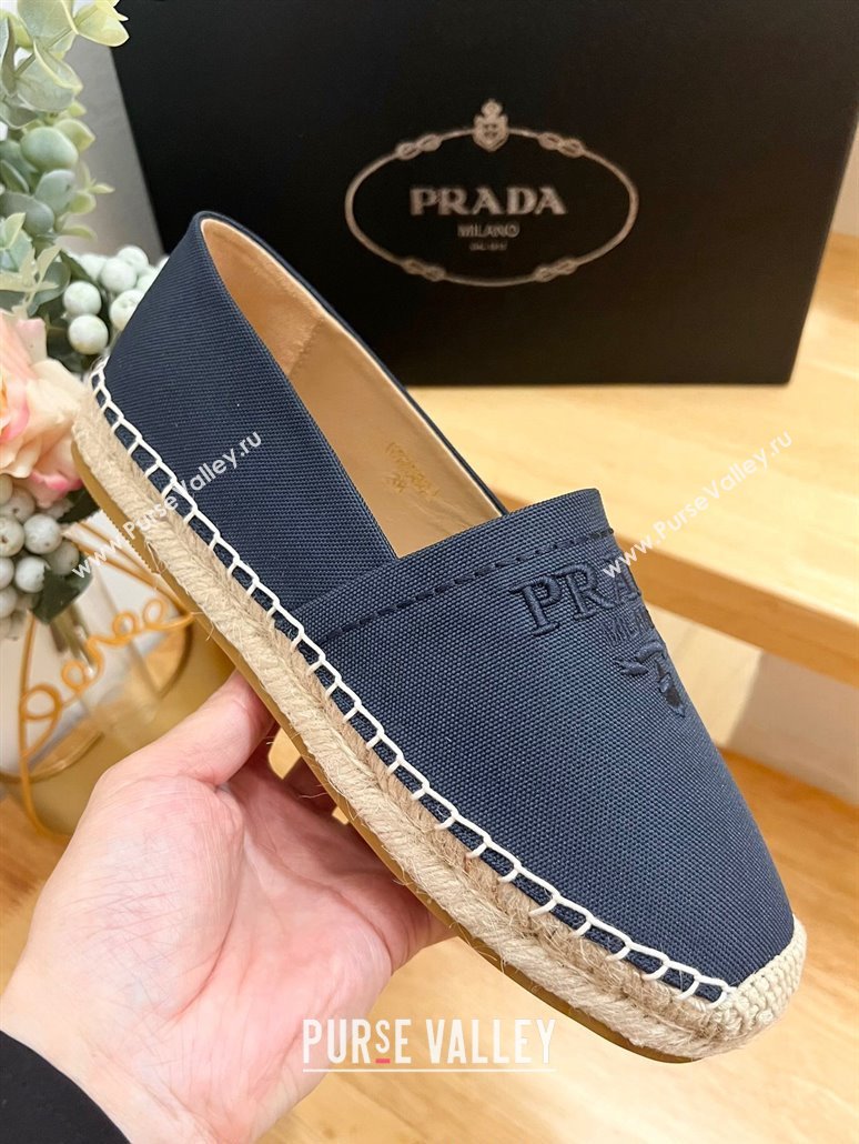 Prada Canvas Espadrilles Flat Dark Blue 2024 0611 (HB-240611073)