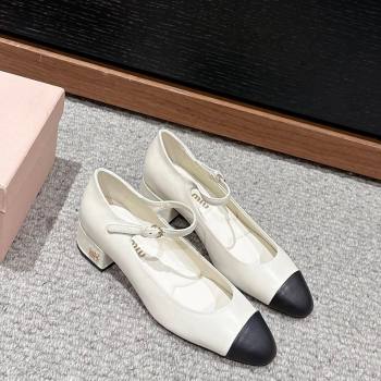 Miu Miu Two-tone leather pumps 3.5cm White 2024 0611 (SS-240611052)