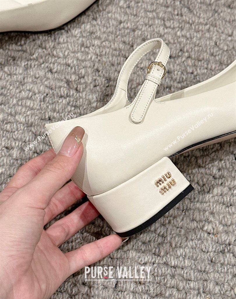 Miu Miu Two-tone leather pumps 3.5cm White 2024 0611 (SS-240611052)