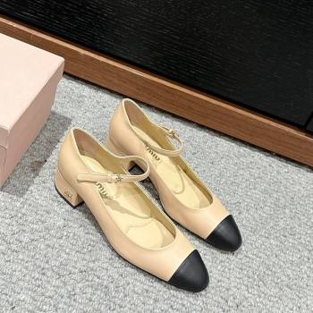 Miu Miu Two-tone leather pumps 3.5cm Beige 2024 0611 (SS-240611053)