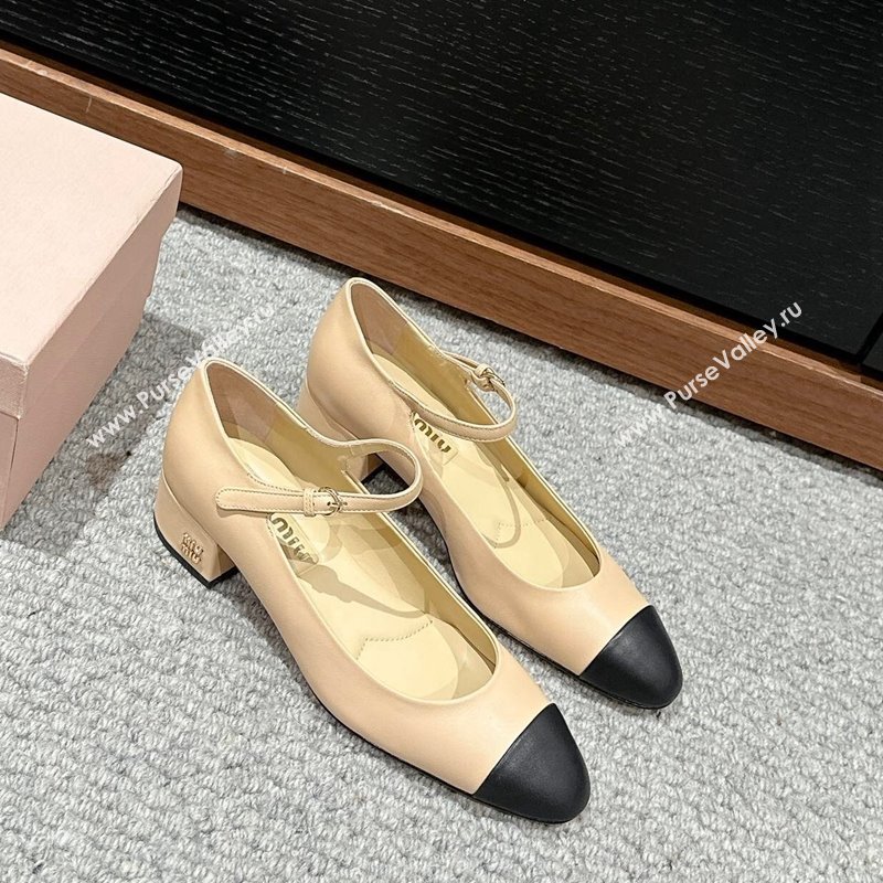 Miu Miu Two-tone leather pumps 3.5cm Beige 2024 0611 (SS-240611053)