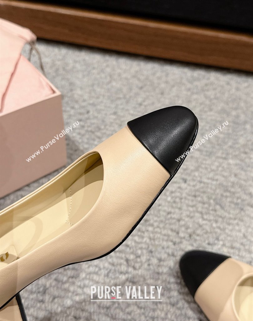 Miu Miu Two-tone leather pumps 3.5cm Beige 2024 0611 (SS-240611053)