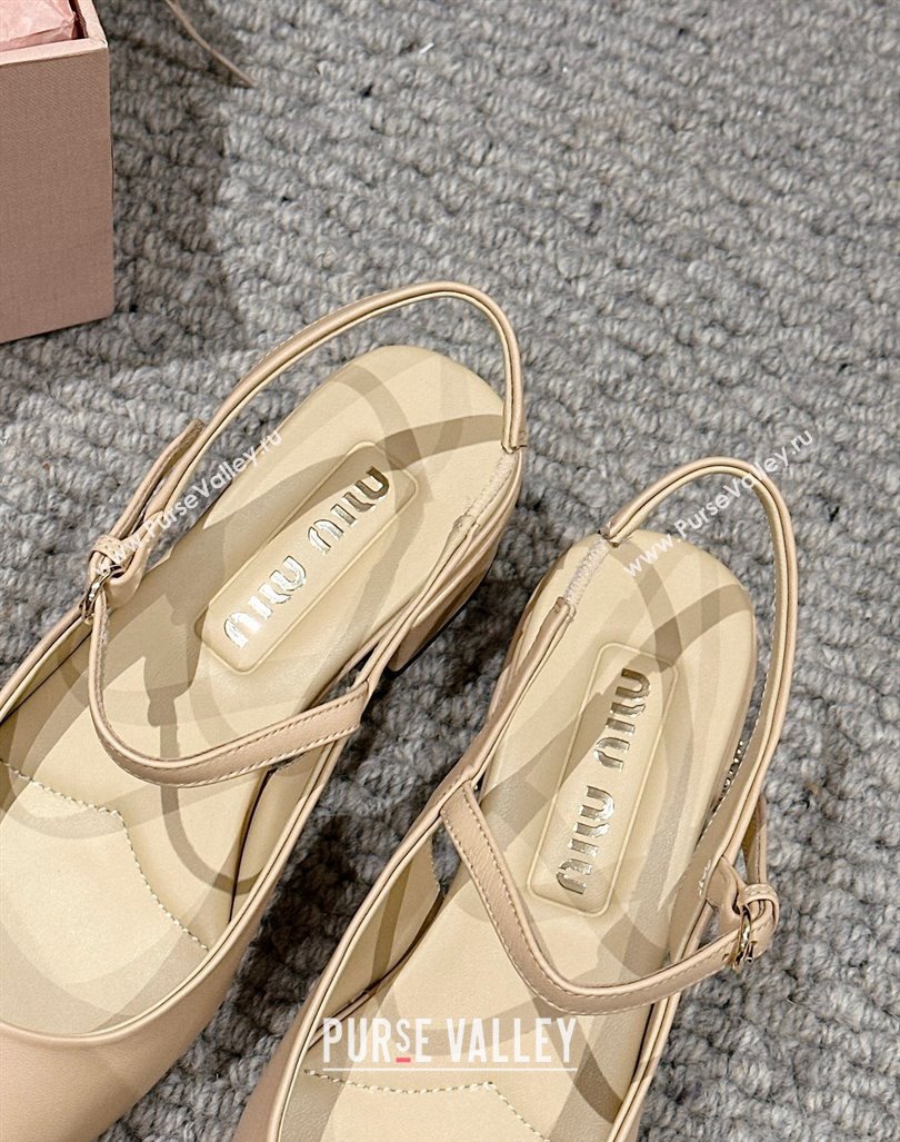 Miu Miu Two-tone leather slingback pumps 3.5cm Beige 2024 (SS-240611057)