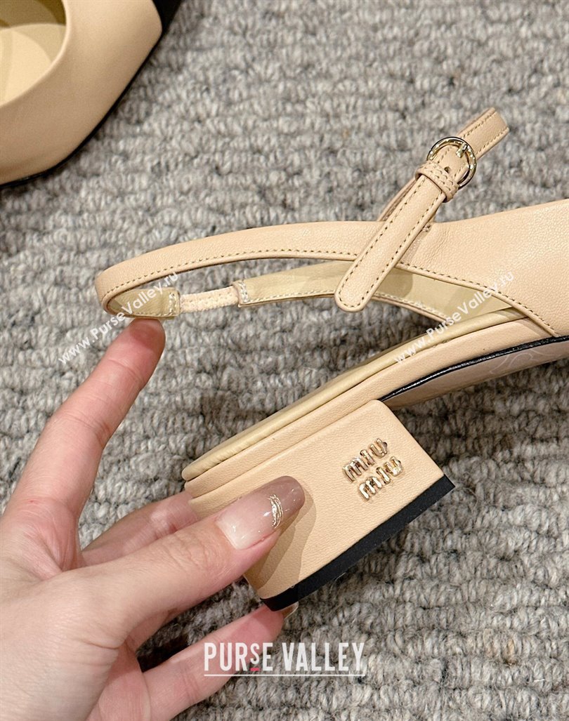 Miu Miu Two-tone leather slingback pumps 3.5cm Beige 2024 (SS-240611057)