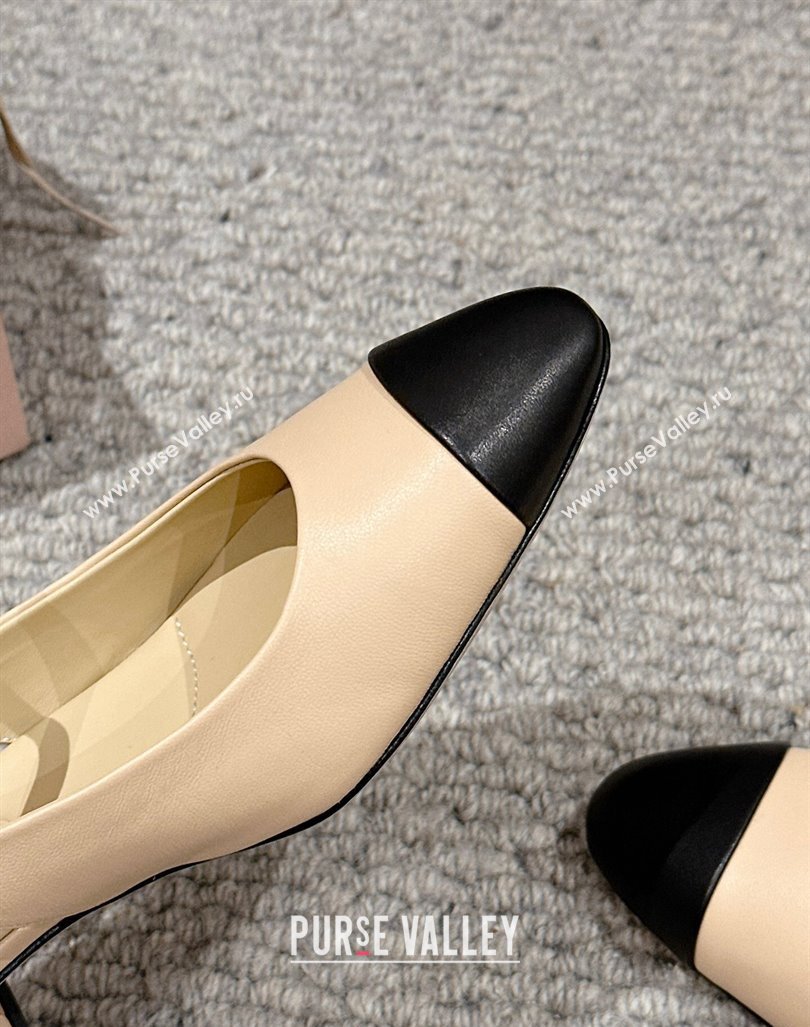 Miu Miu Two-tone leather slingback pumps 3.5cm Beige 2024 (SS-240611057)