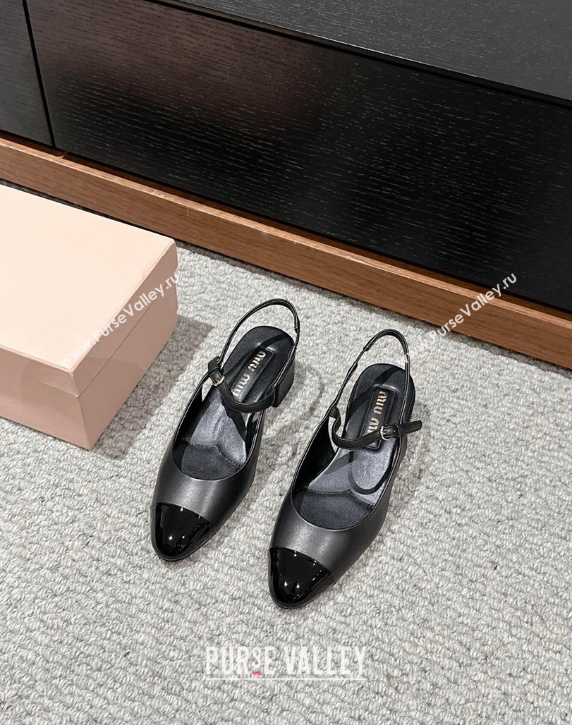 Miu Miu leather slingback pumps 3.5cm Black 2024 (SS-240611058)