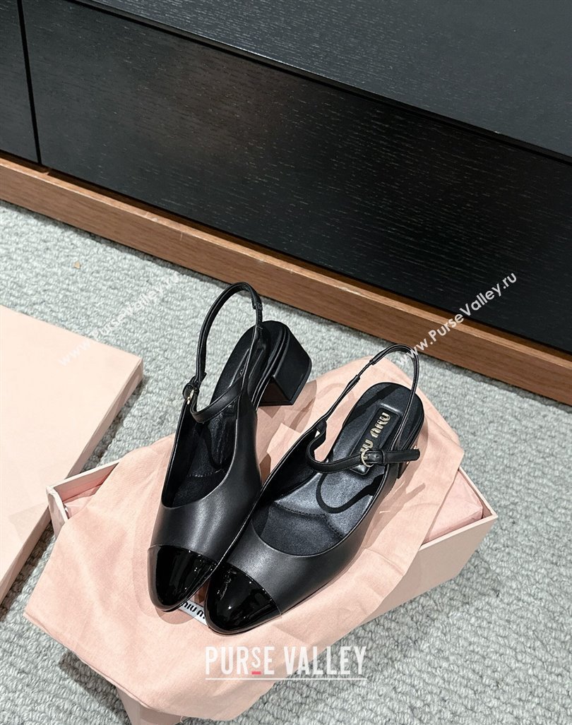 Miu Miu leather slingback pumps 3.5cm Black 2024 (SS-240611058)