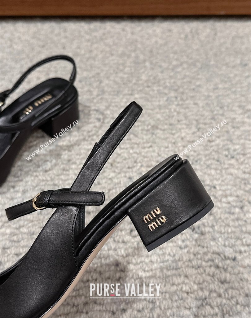 Miu Miu leather slingback pumps 3.5cm Black 2024 (SS-240611058)