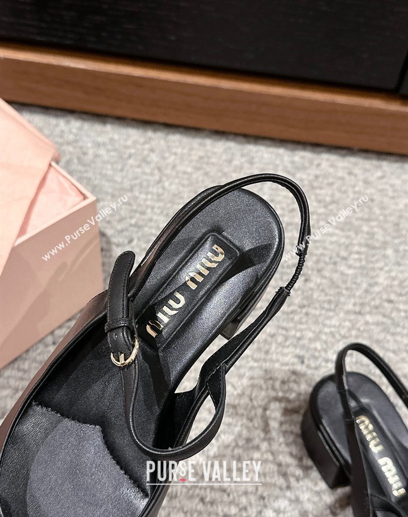 Miu Miu leather slingback pumps 3.5cm Black 2024 (SS-240611058)