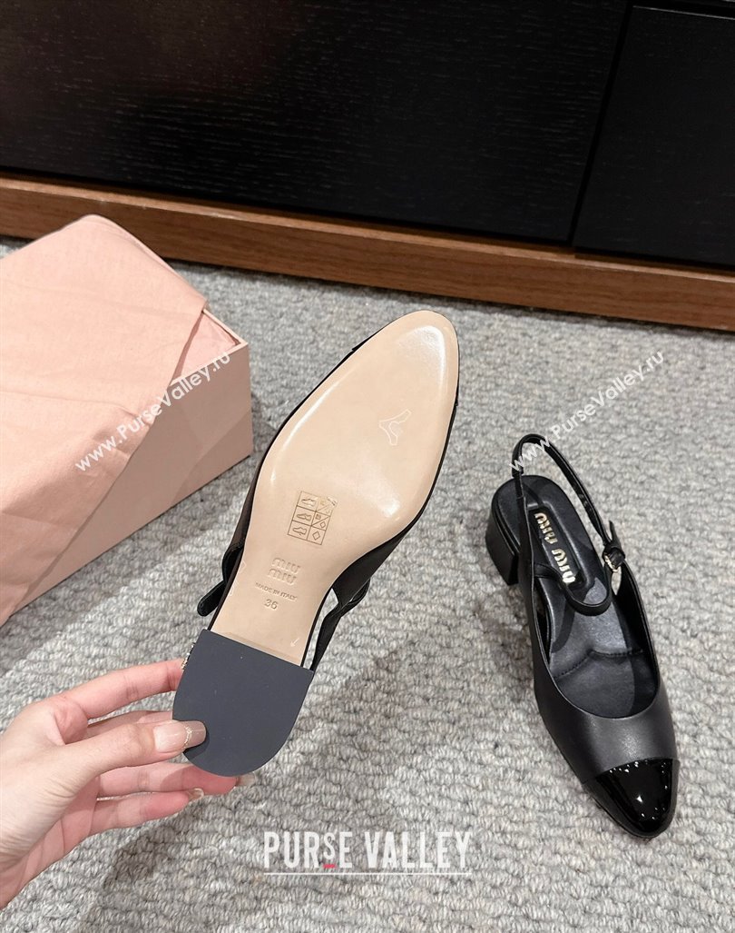 Miu Miu leather slingback pumps 3.5cm Black 2024 (SS-240611058)