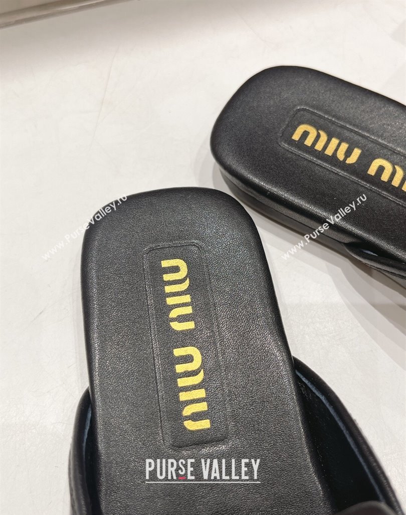 Miu Miu Aged Leather Flat Mules Black 2024 0611 (MD-240611069)