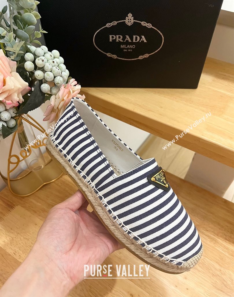 Prada Textile Espadrilles Flat Dark Blue 2024 0611 (HB-240611075)